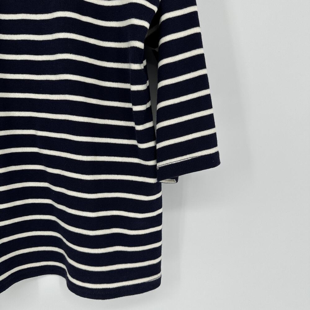 L.L.Bean Shirt Womens XL Blue White Stripe Boat Neck 3/4 Sleeve Cotton Top - Picture 2 of 9